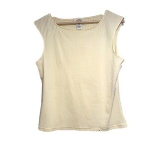 Talbots Cream Ribbed Tank Top